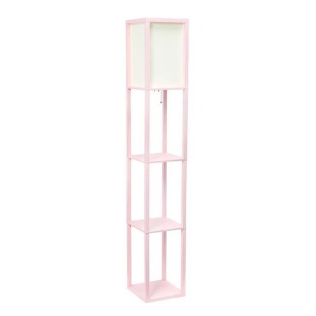 SIMPLE DESIGNS HOME Simple Designs Home LF1014-LPK Etagere Organizer Storage Shelf with Linen Shade Floor Lamp; Light Pink LF1014-LPK